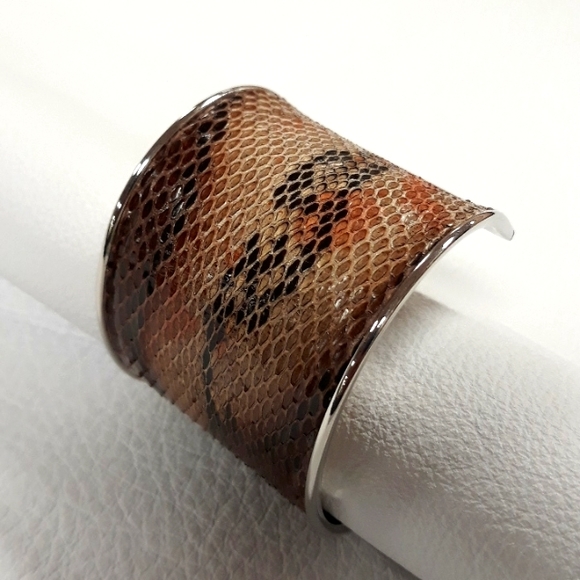 Hand Painted Python Snakeskin/Cuff Bracelet/ Statement Bracelet Handcrafted/Boho - Picture 8 of 15